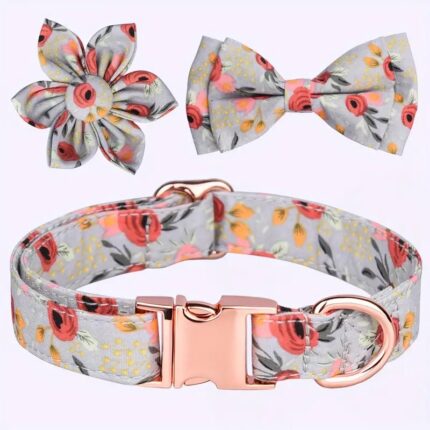 Collar c/moño y flor desmontable