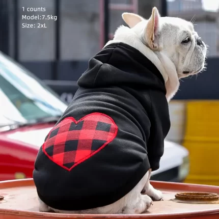 Buzo c/capucha y detalle en tela escocesa. Talle 3XL. Para peludos grandes