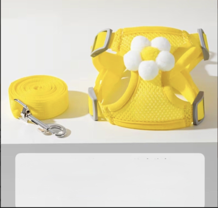 Arnes p/peluditos pequeños c/detalle de apliques de florcita. Talle S