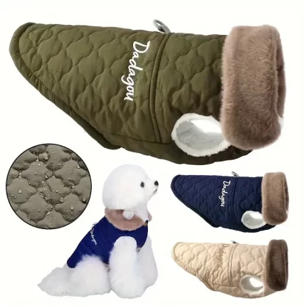 Chaqueta polar impermeable c/cuello piel. Talle XS y XXL