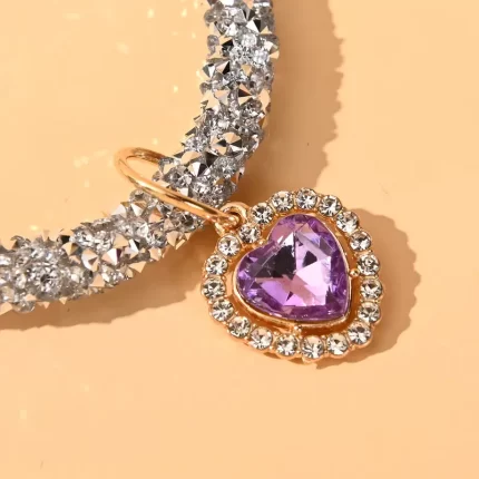 Collar c/dije de corazon c/brillantes ajustable