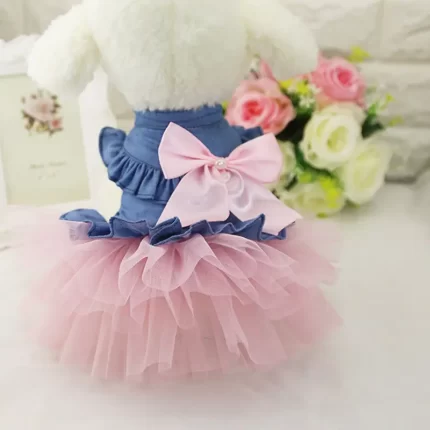 Vestido jean c/tutu rosa. Talle S, y L