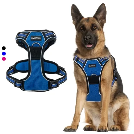 Arnes azul reflectante p/razas de perros grande.Ajustable. Talle M