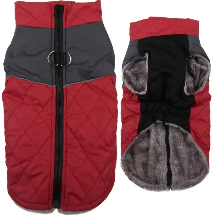 Abrigo Rojo-Negro Inflable/Impermeable c/cierre.Talle 2XL