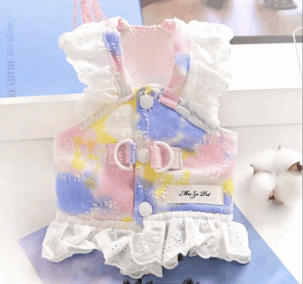 Vestidito color pastel c/volado de broderie.Talle XL