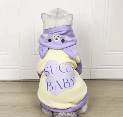 Buzo lavanda c/capucha de osito.Frizado.Talle XL