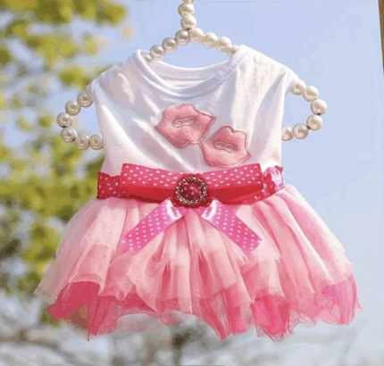 Vestido de algodon c/bordados y tutu. Talle XL