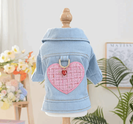 Canchero chaleco denim c/detalle de corazon c/piedra. Talle L