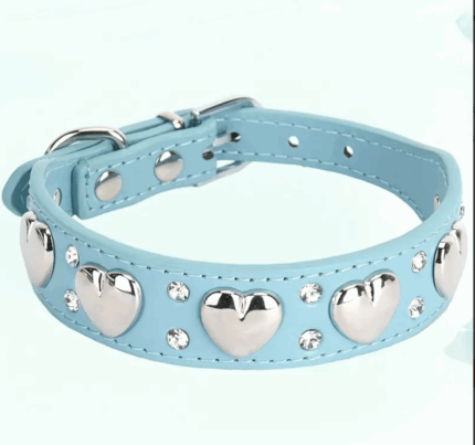 Collar simil cuero c/corazones y piedras. Talle S