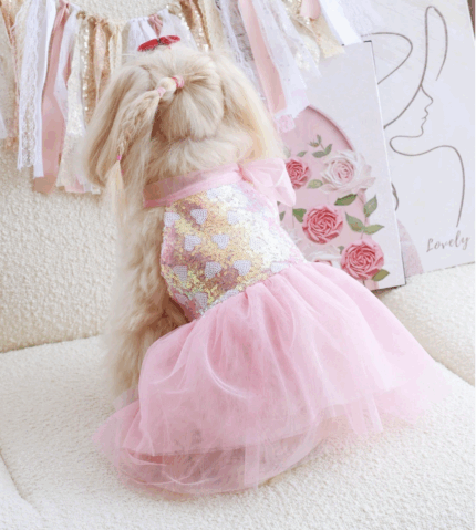 Vestido c/pechera de lentejuelas y tutu. Talle S