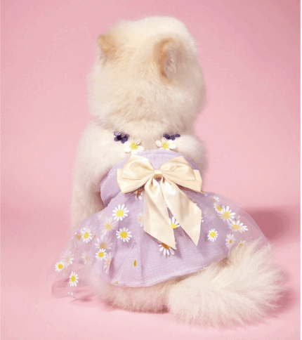 Vestido lavanda c/tutu con detalles de margaritas.Talle S