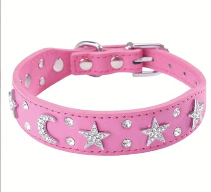 Collar simil cuero c/apliques de piedras. Talle S