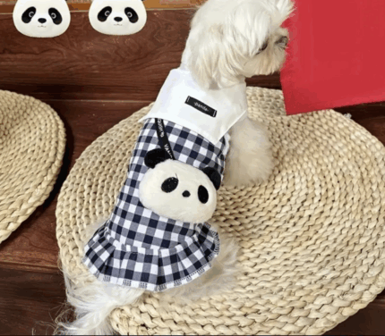 Vestido a cuadros c/aplique de pandita.Talle XL