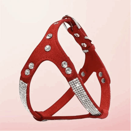 Arnes rojo decorado c/piedras.No trae correa.Talle L