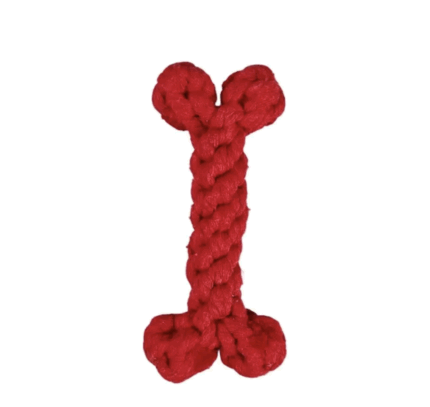 Juguete huesito de nudos rojo.Resistente